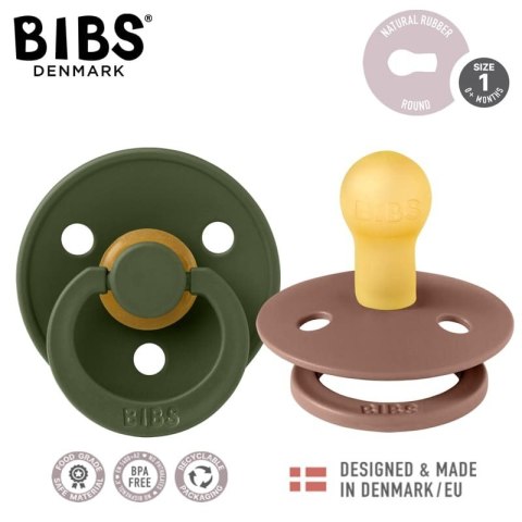 BIBS COLOUR 2-PACK WOODCHUCK & GREEN HUNTER S Smoczek uspokajający kauczuk Hevea