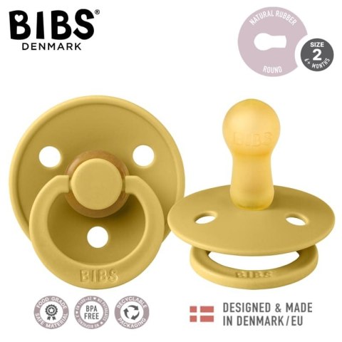 BIBS DUO COLOUR MUSTARD M Smoczek uspokajający kauczuk Hevea 2 szt