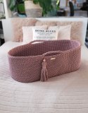 Kosz Mojżesza BOHO Handmade ze stojakiem - mauve