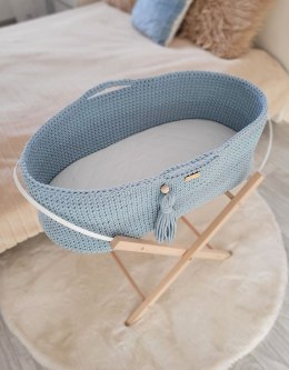 Kosz Mojżesza BOHO Handmade ze stojakiem misty blue